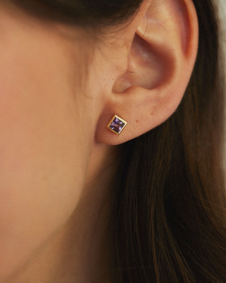 Amethyst Stud Earrings