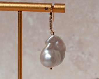 Baroque Pearl Drop Earrings - Elegant Wedding Jewelry. Valentine's Day Gift