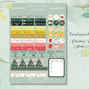 Australische Aquarell Tier Weihnachten Planer Scrapbook Kalender Aufkleber, Wunschliste, saisonale Aufkleber, Urlaub Koalas in Nikolausmütze