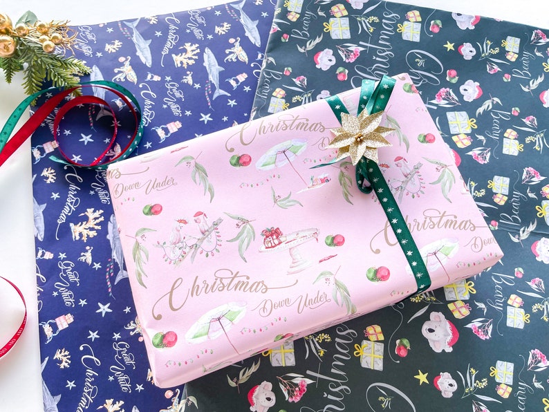 Australian Christmas Wrapping Paper: Aussie Animals, Natives - Pack of ...