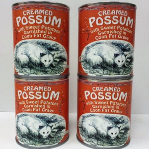 4-Pack of Creamed Possum Garnished with Sweet 'Taters and Coon Fat Gravy image 1