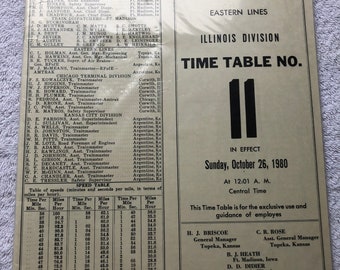 ATSF Santa Fe Railroad Timetable #11 1980 - Illinois Division
