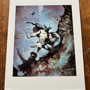 Frank Frazetta Mounted Print - Warrior With Ball and Chain - 1973