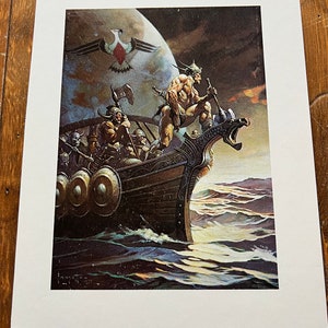 Frank Frazetta Mounted Print - Kane on the Golden Sea - 1978