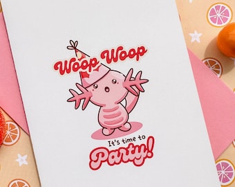Wooper Birthday Greeting Card With Pink Envelope 4x6