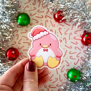 超光沢ピンクタキシードサムクリスマスビニールステッカー