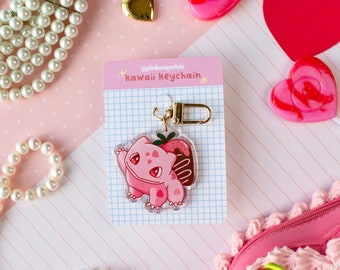 Acrylic Strawberry bulba Cartridge Keychain