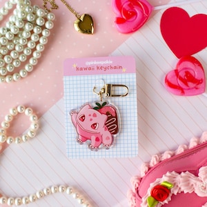 Acrylic Strawberry bulba Cartridge Keychain