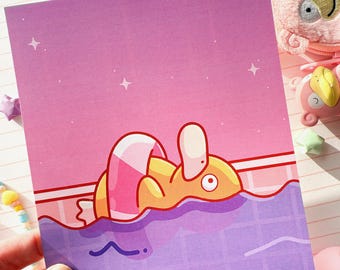 Psyduck in the Pool Full Art Mini Art Print 7 x 5 inch