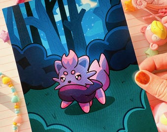 Pink Unovan Zorua Full Art Mini Art Print 7 x 5 inch