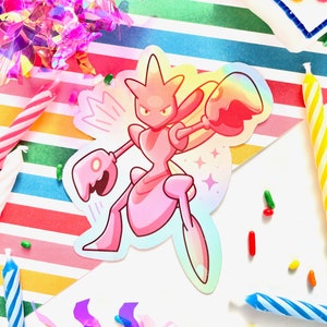 Holografischer Pink Scizor Vinyl-Aufkleber