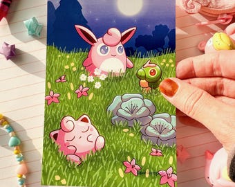 Light Wigglytuff Full Art Mini Art Print 6 x 4 inch