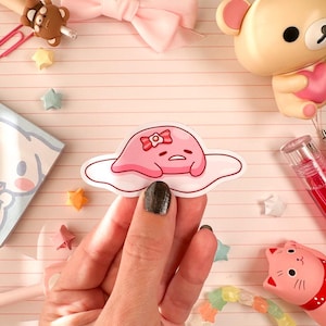Ultra Glossy Pink Gudetama Sanrio Valentine Heart Vinyl Sticker