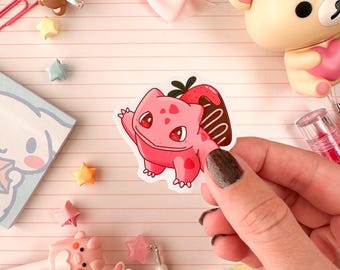 Small Pink Strawberry Bulba Vinyl Sticker