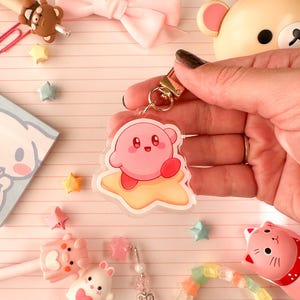 Acrylic Kirby on a Star Keychain