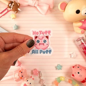 Adesivo de vinil pequeno rosa Jiggly puff No Tuff