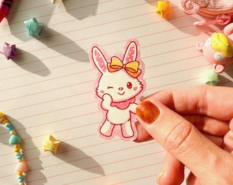 Ultra Glossy Glitter Wish Me Mell Bunny Vinyl Sticker