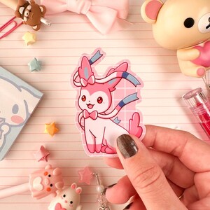 Adesivo de vinil Sylveon rosa ultra brilhante