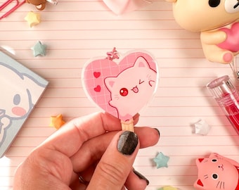 Acrylic Pinkeebooo Lollipop Cat Ghost Original Character Keychain