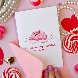 Pink Gudetama Valentinsgrusskarte mit rosa Umschlag 10x15cm