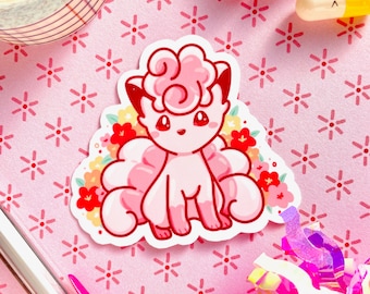 Hochglänzender Frühlingsrosa Alola Vulpix Vinyl Aufkleber