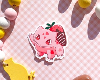 Ultra Glossy Pink Strawberry Bulba Vinyl Sticker