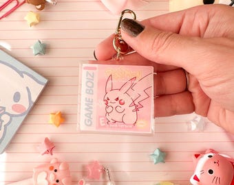 Acrylic Pink Pika Game Box Keychain