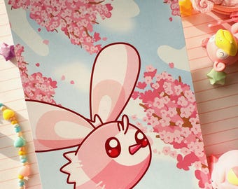 Pink Sakura Shiny Cutiefly Full Art Mini Art Print 7 x 5 inch