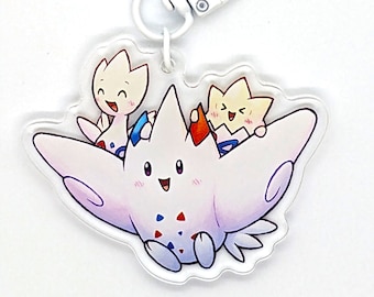 Togekiss, Togetic, and Togepi Acrylic Charm - Pokemon Clear Acrylic Keychain