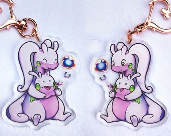 Goodra and Goomy Acrylic Charm - Pokemon Clear Acrylic Keychain
