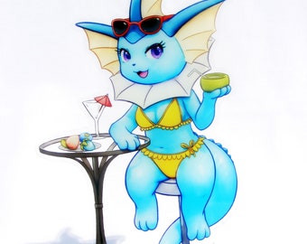 Vaporeon Acrylic Stand - Furry Kemono Eeveelution Pokemon Standee