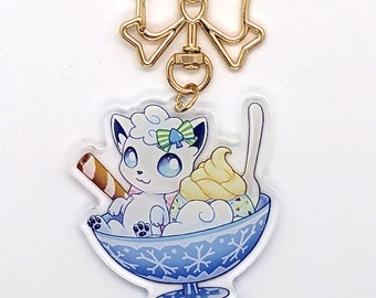 Alolan Vulpix Acrylic Charm - Pokemon Clear Acrylic Keychain