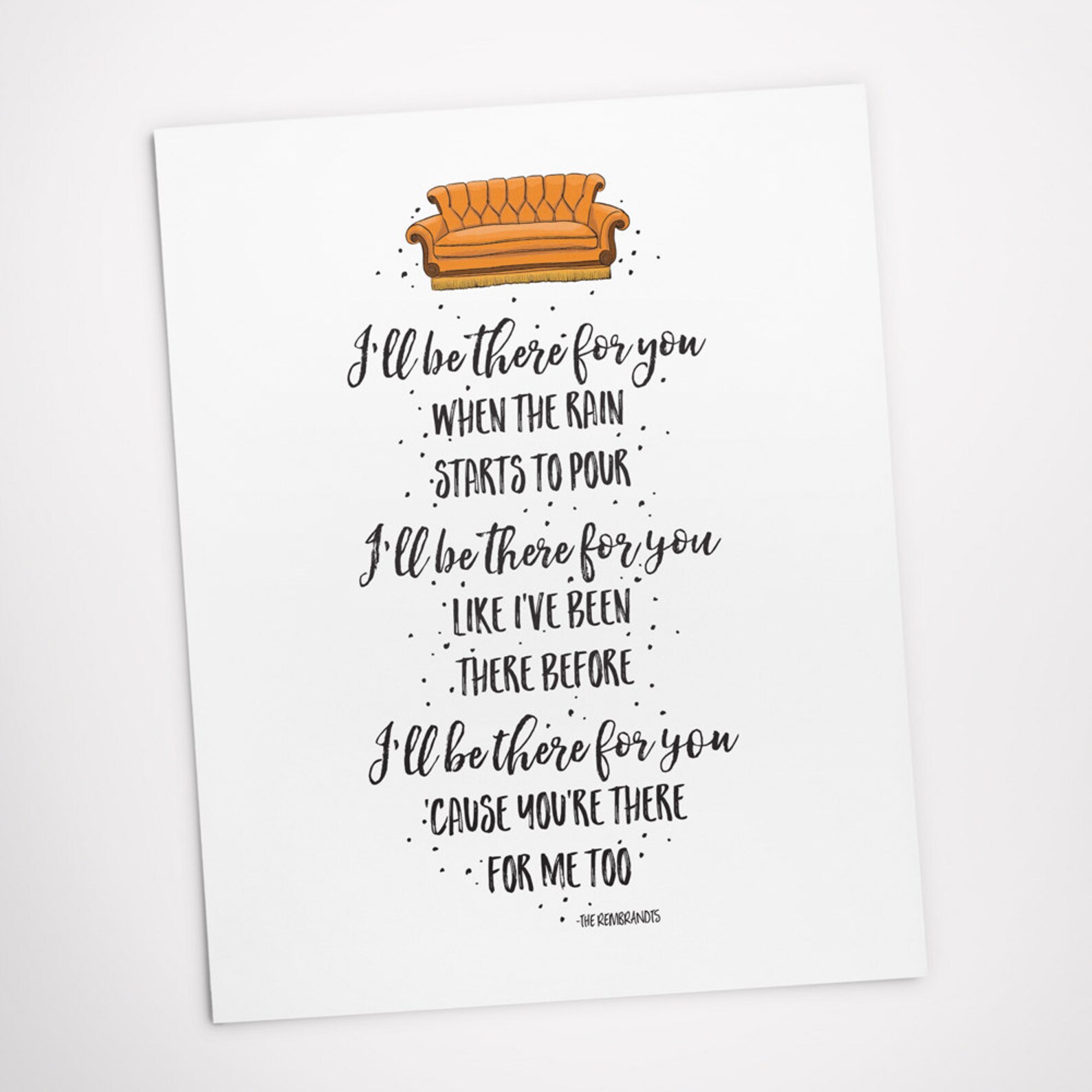 Printable Art Friends Theme Song I'll Be There For You | Etsy
