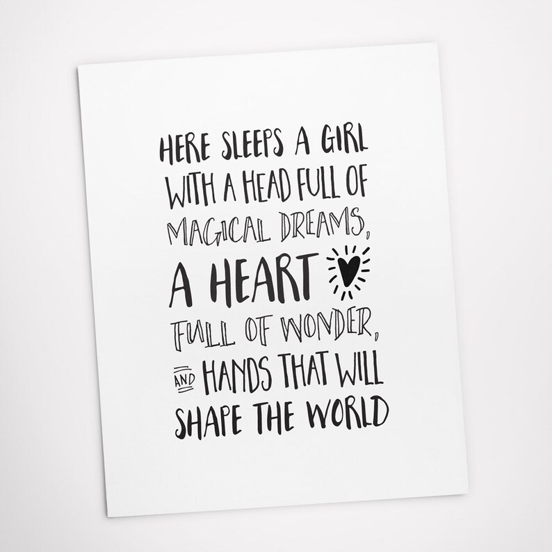 printable art bedroom quote here sleeps a girl with a head etsy