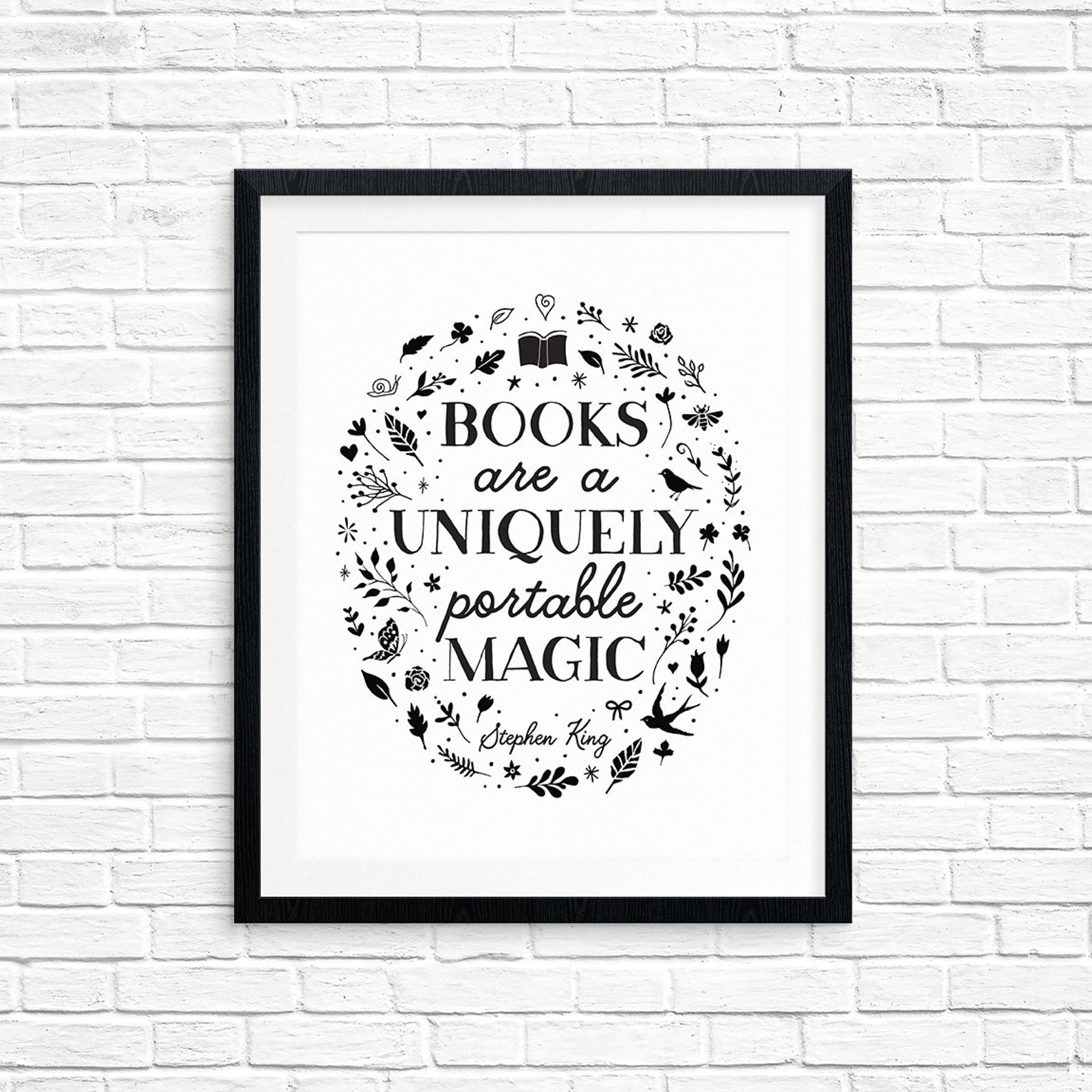 Printable Art, Books Are a Uniquely Portable Magic, Stephen King Quote ...