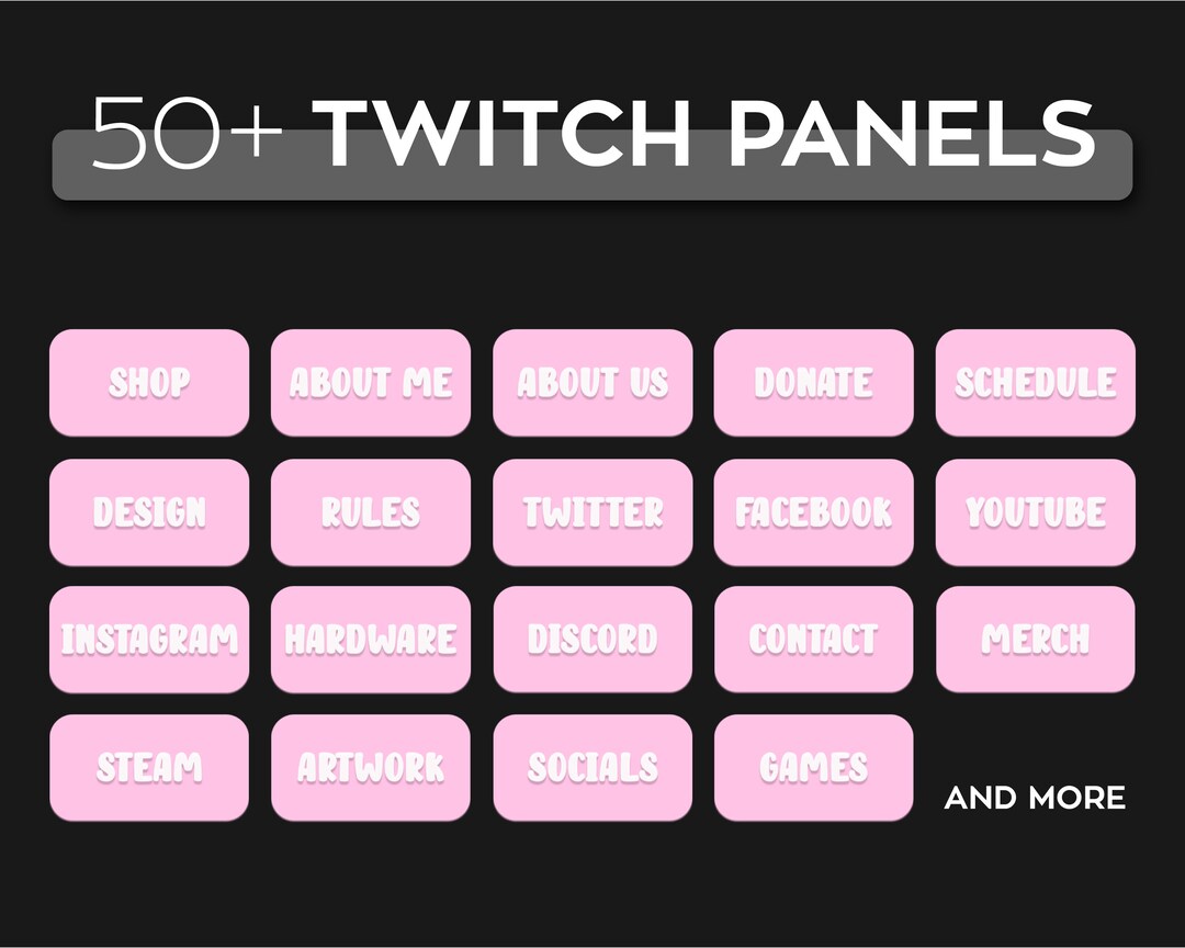 Pastel Pink Twitch Panels Streaming | Custom Twitch PNG Panels Set Bundle |  Twitch Panel Package - Etsy