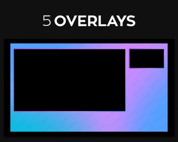 Purple Blue Twitch Streaming Overlay Custom Twitch PNG Overlay