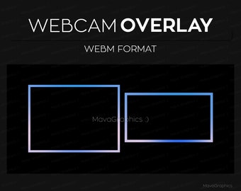Soothing Pink Blue Gradient Webcam Frame for Streaming, Twitch Streamlabs OBS Webcam Overlay
