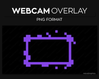 Purple Pixel Webcam Frame Overlay, Webcam Border, Premade Twitch Streamlabs OBS Facecam Overlay