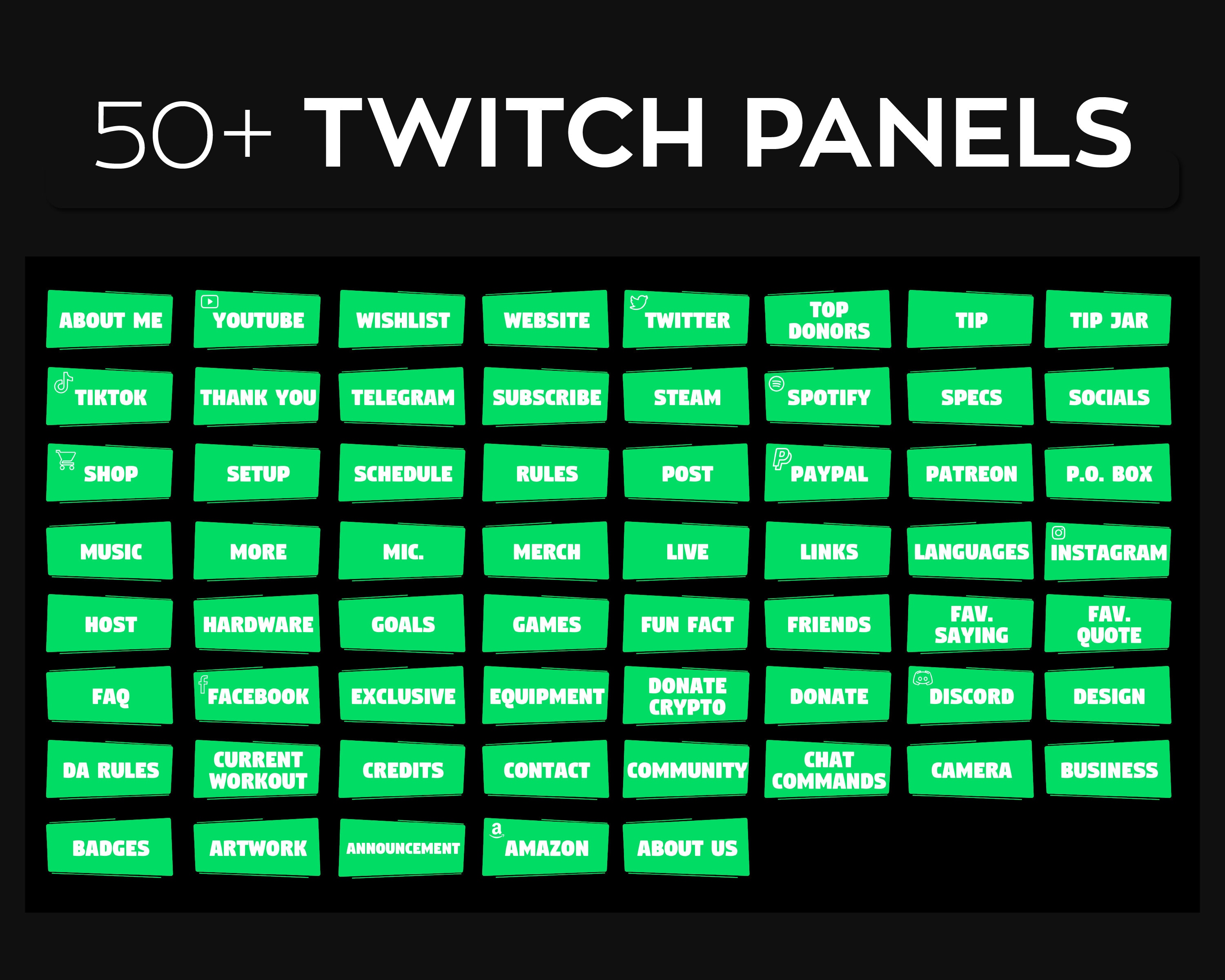 Bright Green Twitch Panels For Streamers Custom Twitch Panel Etsy 日本
