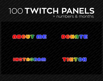 Paneles de Twitch Rainbow, paquete de conjunto de paneles PNG de Twitch prefabricados, paquete de panel de perfil de Twitch
