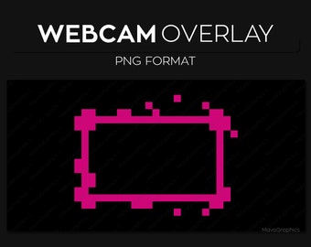 Pink Pixel Webcam Frame Overlay, Webcam Border, Premade Twitch Streamlabs OBS Facecam Overlay