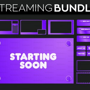 Purple Gradient Twitch Streaming Overlay | Custom Twitch PNG Overlay Set Bundle | OBS and Streamlab Purple Overlay