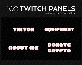 Bubbly Light Pink Twitch Panels, Premade Twitch PNG Panels Set Bundle, Twitch Profile Panel Package