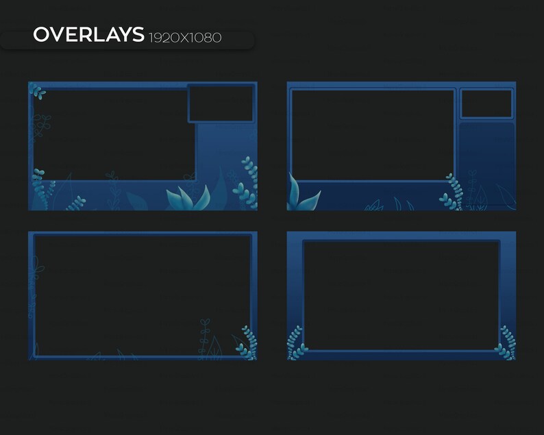 Blue Plants Twitch Overlay for Live Streaming | Premade Twitch Overlay ...