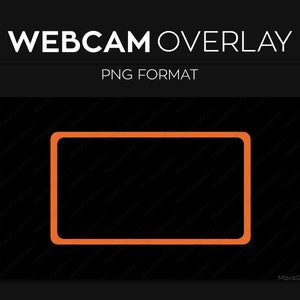 Könnte beinhalten: Ein schwarzes und oranges Webcam-Overlay mit einem rechteckigen Rahmen. Das Overlay ist im PNG-Format.