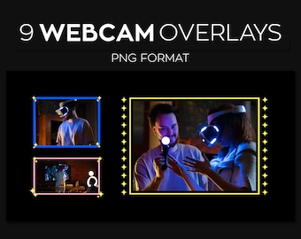 Twitch Webcam Frame Streaming Overlay Set, Anpassad Webcam-kantlinje för OBS Streamlabs