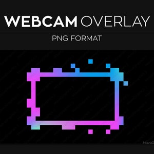 Gradient Pixel Webcam Frame Overlay, Webcam Border, Premade Twitch Streamlabs OBS Facecam Overlay