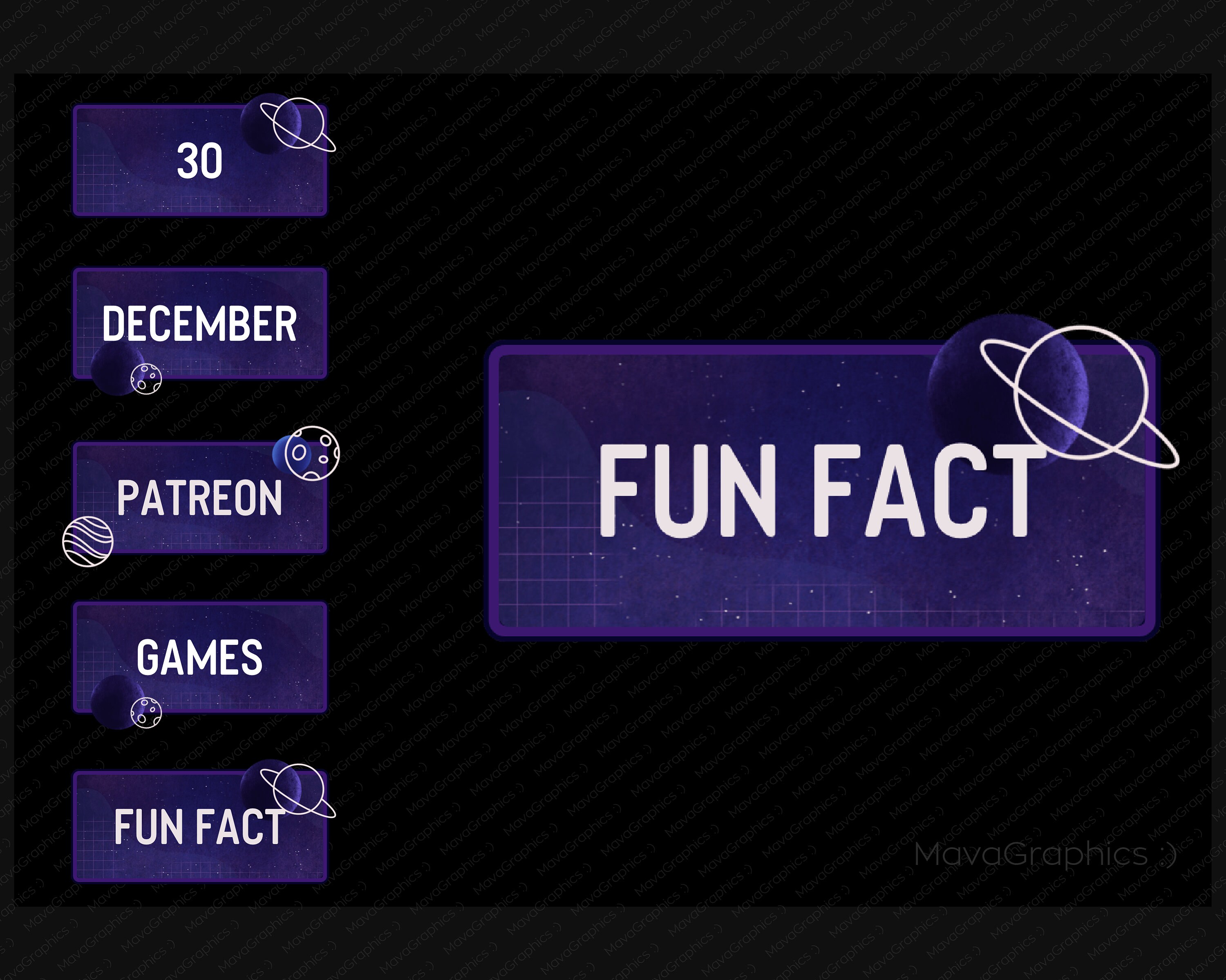 100 Outer Space Twitch Panels With Numbers and Months for