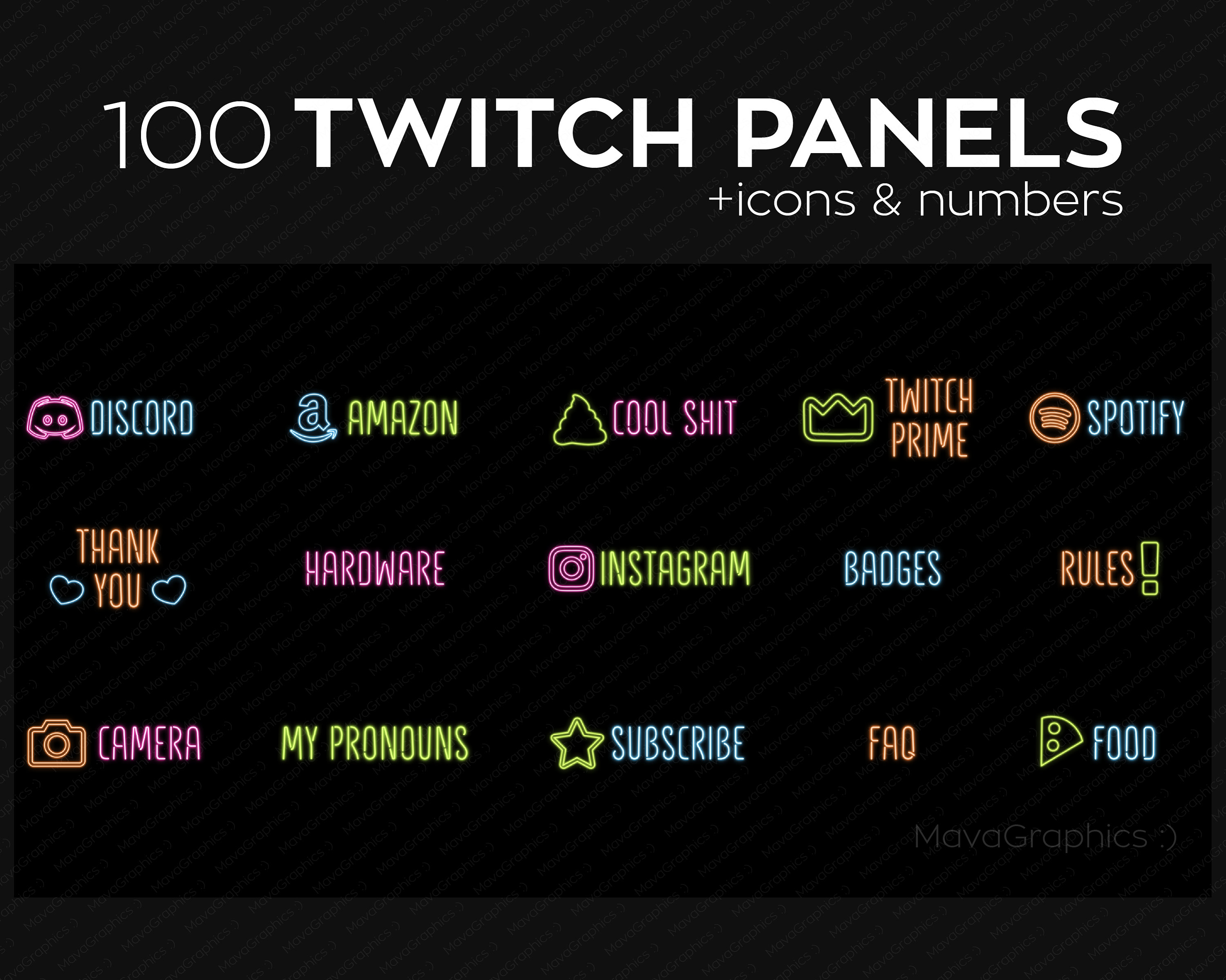 100 Twitch Panels With Individual Icons Numbers And Months Etsy
